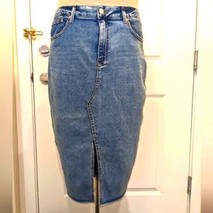 Addition Elle Size 18 Premium Denim Medium Wash Midi Skirt